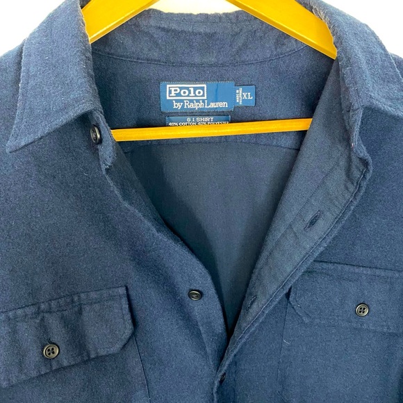 Polo Ralph Lauren Men’s Blue Long Sleeve Button Down G.I. Shirt Tri-Blend XL - Picture 4 of 6